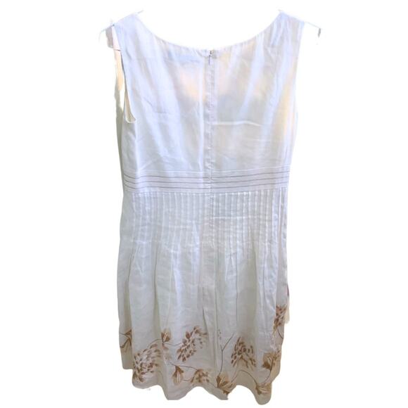 Antonio Melani Linen Sleeveless Floral Beige Cream Tan Shift Dress 6 Embroidery - Picture 12 of 14